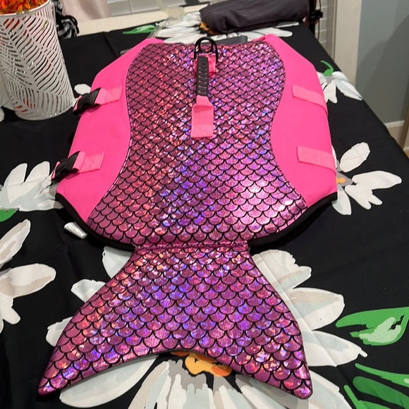 NIB Shiny Mermaid Reflective Fuchsia Pink Dog Life Jacket, Sz.Lg - Picture 2 of 13